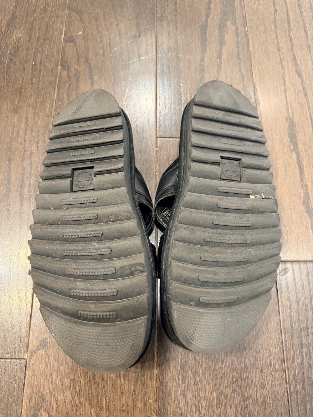 Dr. Martens Black Double Strap Buckle Sandals Platform Slides - Picture 2 of 3